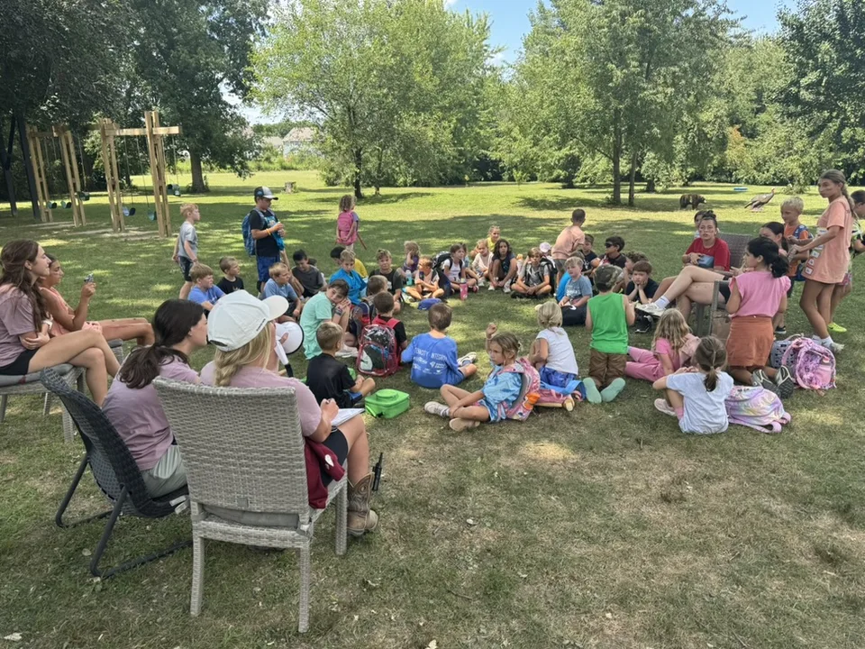Guests gathered on the lawn at Hawesome Farm